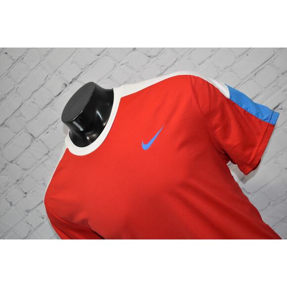 Nike Gym Shirt Mens Size XL Running Polyester Dri-Fit Red White Blue Performance - Picture 1 of 7